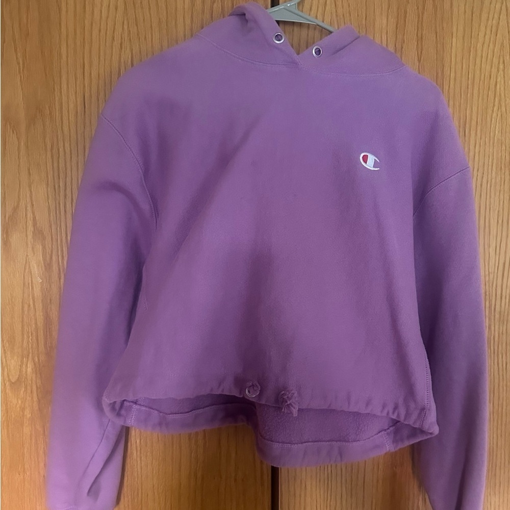 Champion Women's Crop Hoodie Purple‎ Size medium